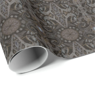 Papel De Presente Curvas e Lotuses damask esguicho escura