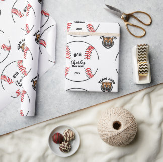 Papel De Presente Custom Baseball Player Name Number and Team Logo