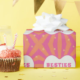 Papel De Presente Custom "Besties" Sunburst Personalized Pillow – Em