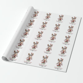 Papel De Presente Custom Cute Reindeer “Oh Deer Christmas Is Here”