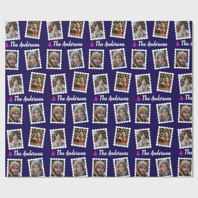 Papel De Presente Custom Family of Four Christmas  (Aberto)