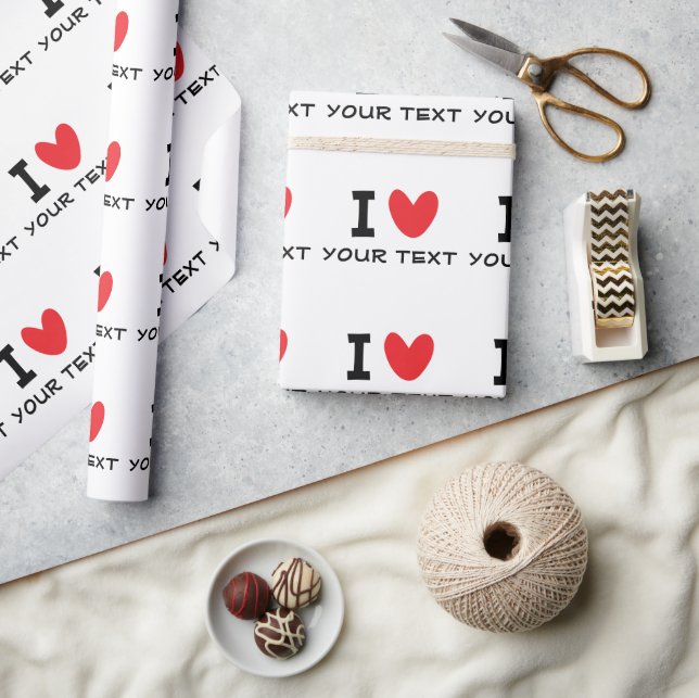 Papel De Presente Custom I LOVE - I HEART template personalized (Artesanato)
