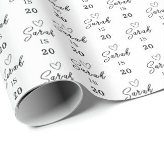Papel De Presente Custom Name 20th Birthday Wrapping Paper