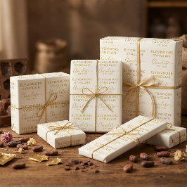 Papel De Presente Custom Name Est Date Gold Ivory Chocolate