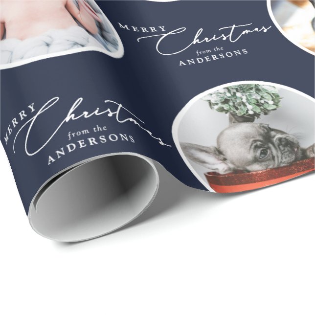 Papel De Presente Custom Name Merry Christmas Script 28 Photo (Ponta do rolo)