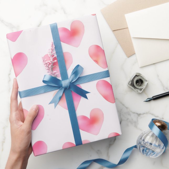 Papel De Presente Custom Names Romantic Pink Love Design -  (Presentear)