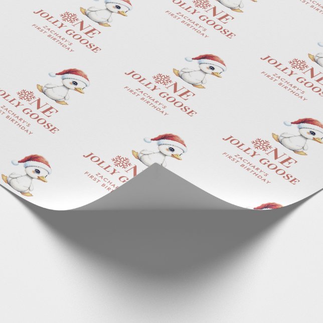 Papel De Presente Custom One Jolly Goose December First Birthday (Ponta)