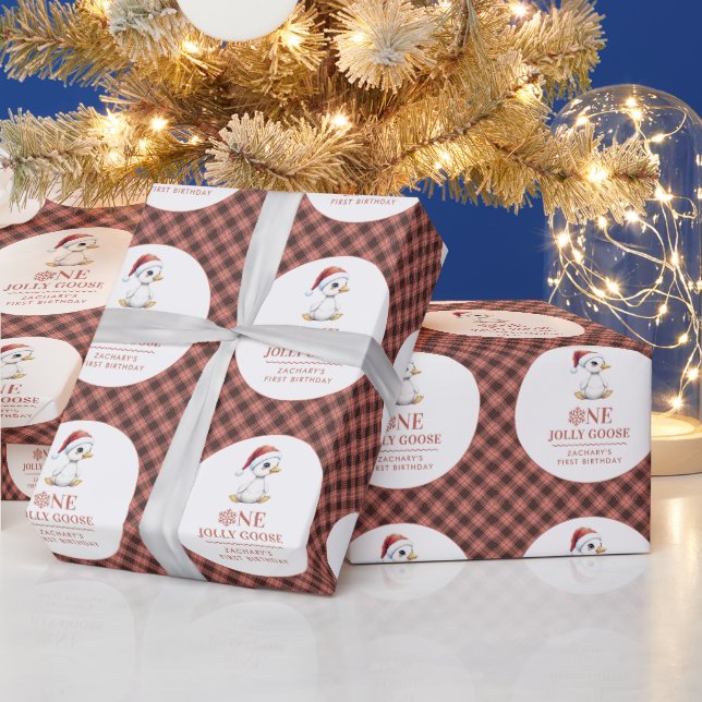 Papel De Presente Custom One Jolly Goose December First Birthday (Feriados)