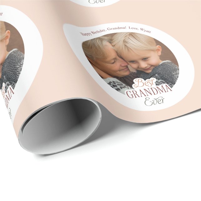 Papel De Presente Custom Photo Best Grandma Ever (Ponta do rolo)