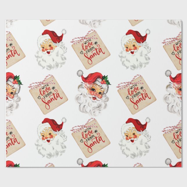 Papel De Presente Custom Xmas Gift Wrap Retro Santa Holiday Paper (Aberto)