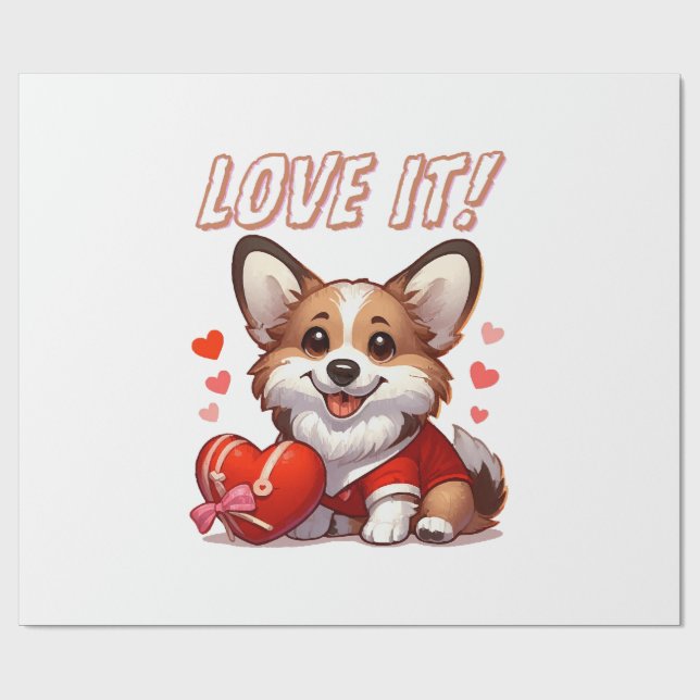 Papel De Presente Cute Amor de Corgi (Aberto)