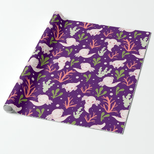 Papel De Presente Cute Axolotl Kawaii Adorável Submarino