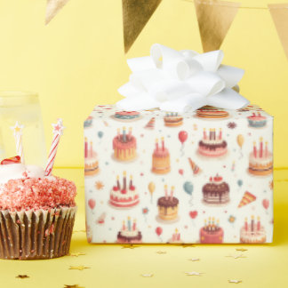 Papel De Presente Cute Birthday Cakes Wrapping Paper