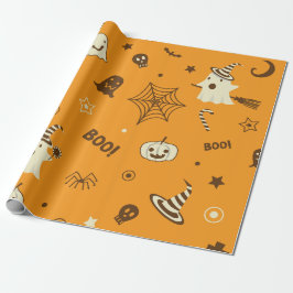 Papel De Presente Cute Boo Ghost Happy Halloween Padrão Invisível