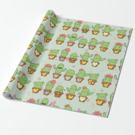 Papel De Presente Cute Cactus