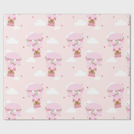 Papel De Presente Cute Capybara Hot Air Balloon