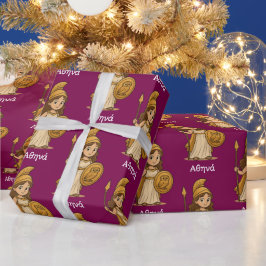 Papel De Presente Cute Cartoon Athena – Greek Goddess Custom