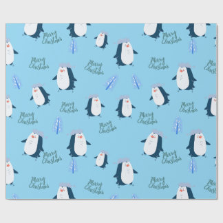 Papel De Presente Cute Cartoon Penguin Merry Christmas 