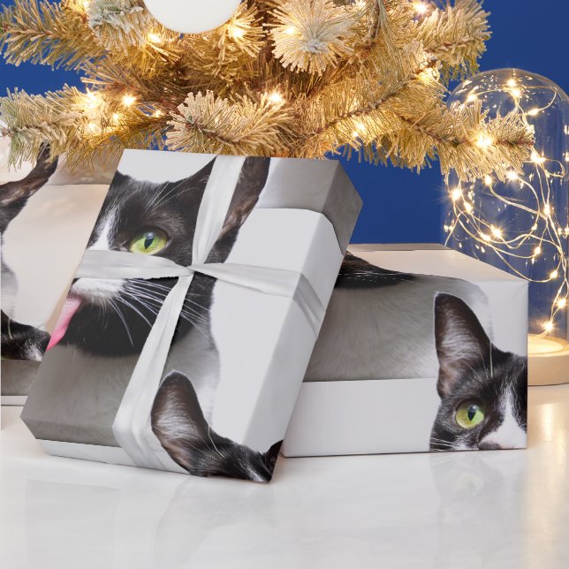 Papel De Presente Cute Cat Animal Pet Sticking Tongue Out (Feriados)