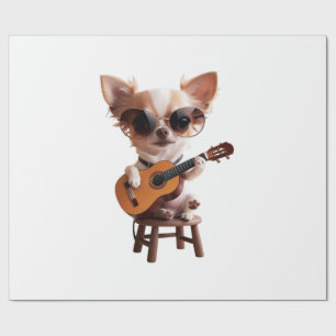 Papel De Presente Cute Chihuahua tocando violão clássico cartoon fu