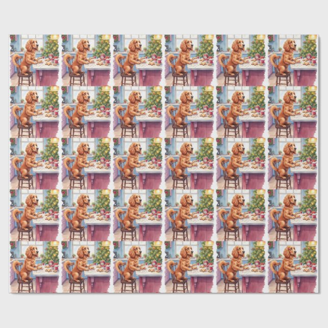 Papel De Presente Cute Cocker Spaniel Gingerbread Baking Christmas (Aberto)