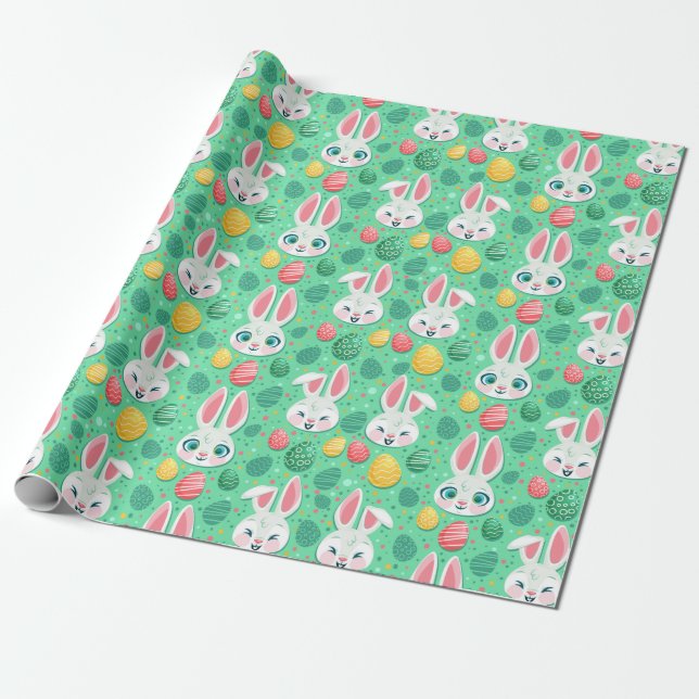 Papel De Presente Cute Easter Bunny Pattern Wrapping Paper (Desenrolado)