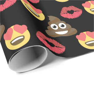 Papel De Presente Cute Emoji apaixonado, Poop emoji e beijos