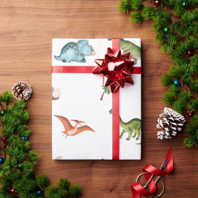 Papel De Presente Cute Funny Dinosaur Birthday Party Wrapping Paper (Presente de Natal)