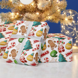 Papel De Presente Cute Gingerbread Cookies Xmas Pattern
