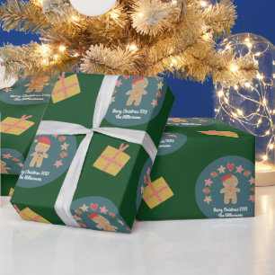 Papel De Presente Cute Gingerpão Cookie Script Personalizado Nome V