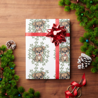 Papel De Presente Cute Green Puppy Wrapping Paper – Minimal Nature