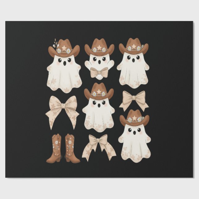 Papel De Presente Cute Halloween Cowboy Ghost (Aberto)