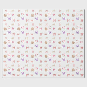 Papel De Presente Cute Kawaii Laços Borboleta Coração Coroa Bunny