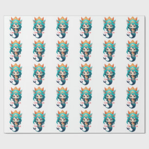 Papel De Presente Cute Kitty Cat Mermaid Thunder_Cove