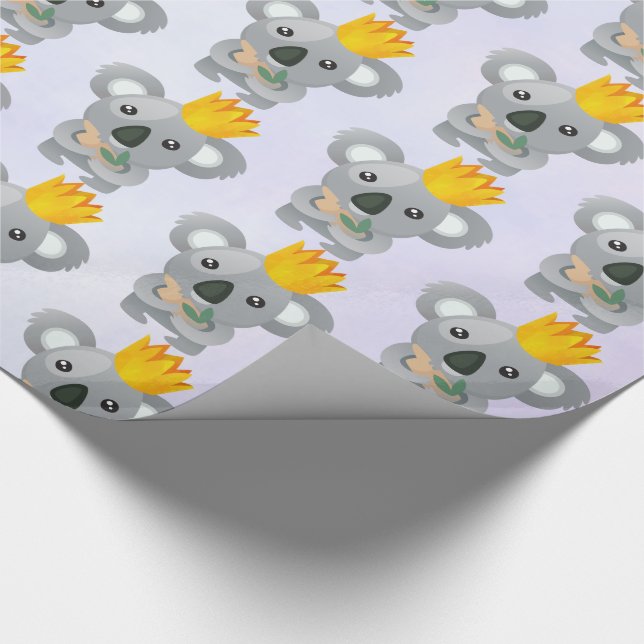 Papel De Presente Cute Koala em uma Coroa Ouro (Ponta)