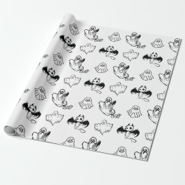 Papel De Presente Cute Little Boo Fantasma Morcego Crianças Hallowee