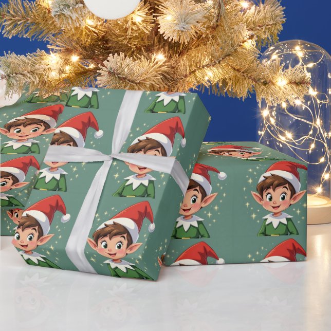 Papel De Presente Cute little elf with Christmas hat (Feriados)