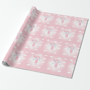 Papel De Presente Cute little fairy in pink sky