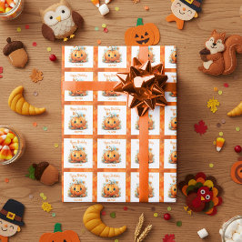 Papel De Presente Cute Little Pumpkin Birthday