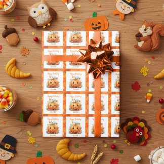 Papel De Presente Cute Little Pumpkin Birthday