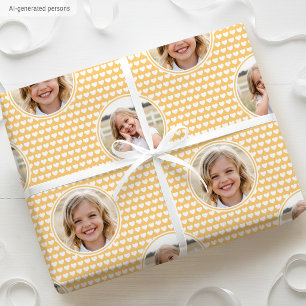 Papel De Presente Cute Love Heart 2 Foto Padrão Amarelo Bonito
