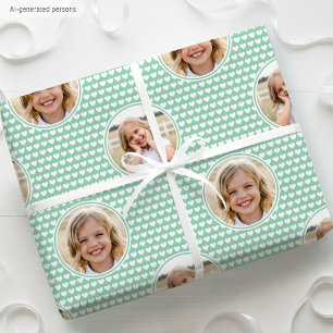 Papel De Presente Cute Love Heart 2 Foto Pretty Padrão Mint