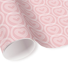 Papel De Presente Cute Love Heart Circles Blush Pink Modern Pattern