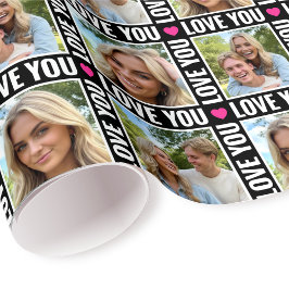 Papel De Presente Cute Love You 4 Photo Collage Heart Modern Black