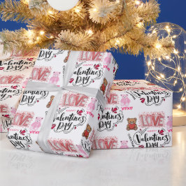 Papel De Presente Cute Moderna Tipografia Feliz Dia dos Namorados No