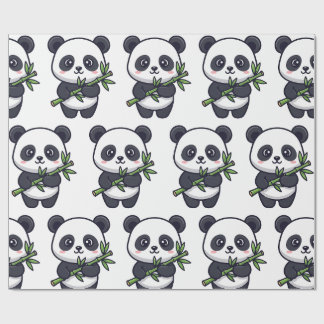 Papel De Presente Cute Panda Pattern Wrapping Paper – Minimal Black 