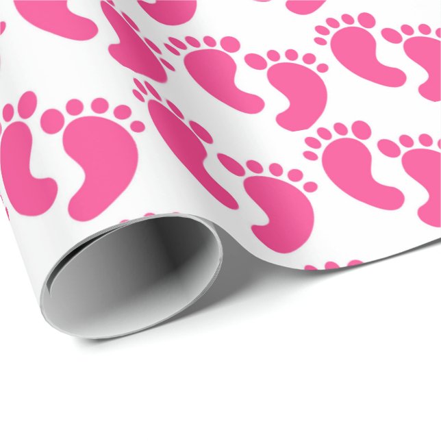Papel De Presente Cute pink tiled baby feet pattern (Ponta do rolo)