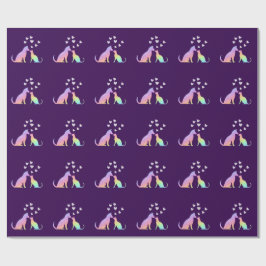 Papel De Presente Cute Rainbow Cat and Dog Silhouette Love Purple To