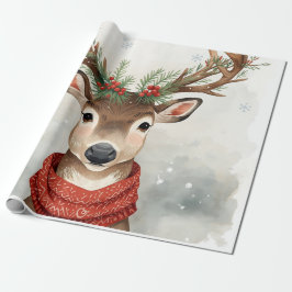 Papel De Presente Cute Reindeer Christmas Wrapping Paper