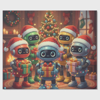 Papel De Presente Cute Robot Christmas Holiday 